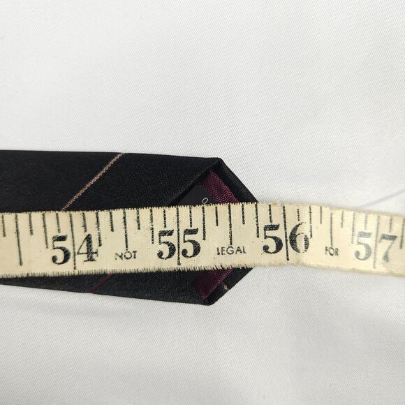 VTG Sears Classic Black Striped Polyester Silk Short Tie 55.75" x 3.25" USA - Picture 7 of 7